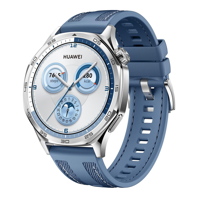 HUAWEI Watch GT5 46mm (Vili-B19W) Smartwatch für Herren und Damen, Sportliche Edelstahl-Armbanduhr mit AMOLED-Display in Blau