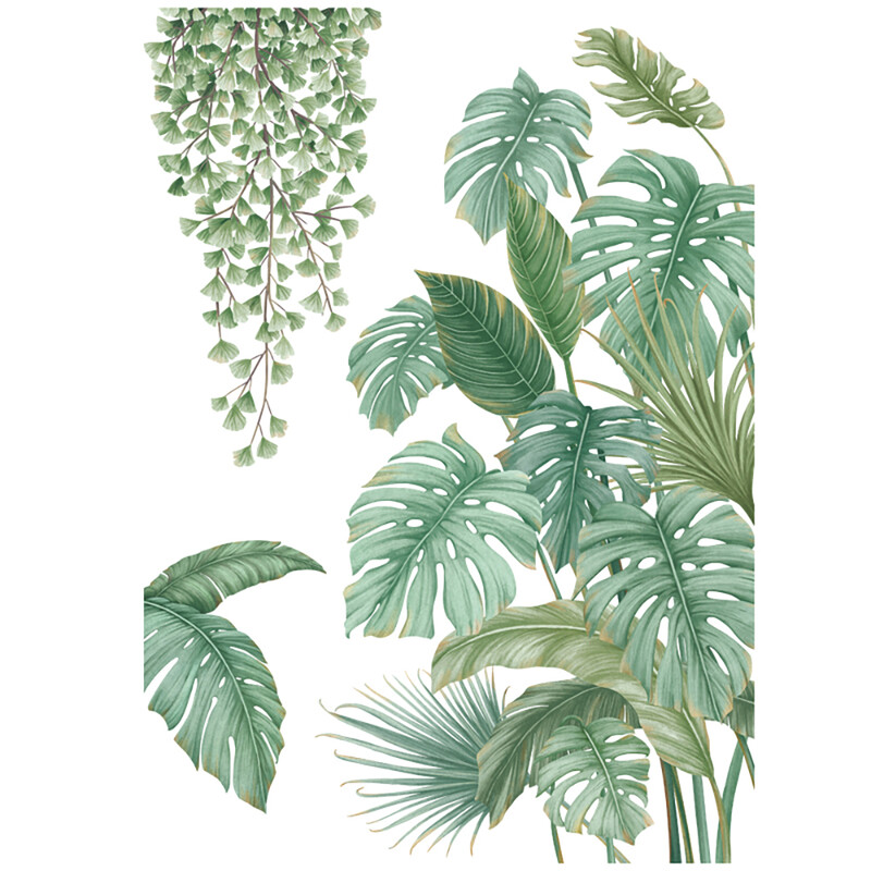 Plant leaf and flower pattern toilet seat stickers, self-adhesive bathroom wall stick