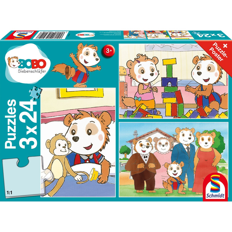Schmidt® Spiele 56414 Kinderpuzzle Freunde und Familie 3x24 Teile ab 3 Jahre