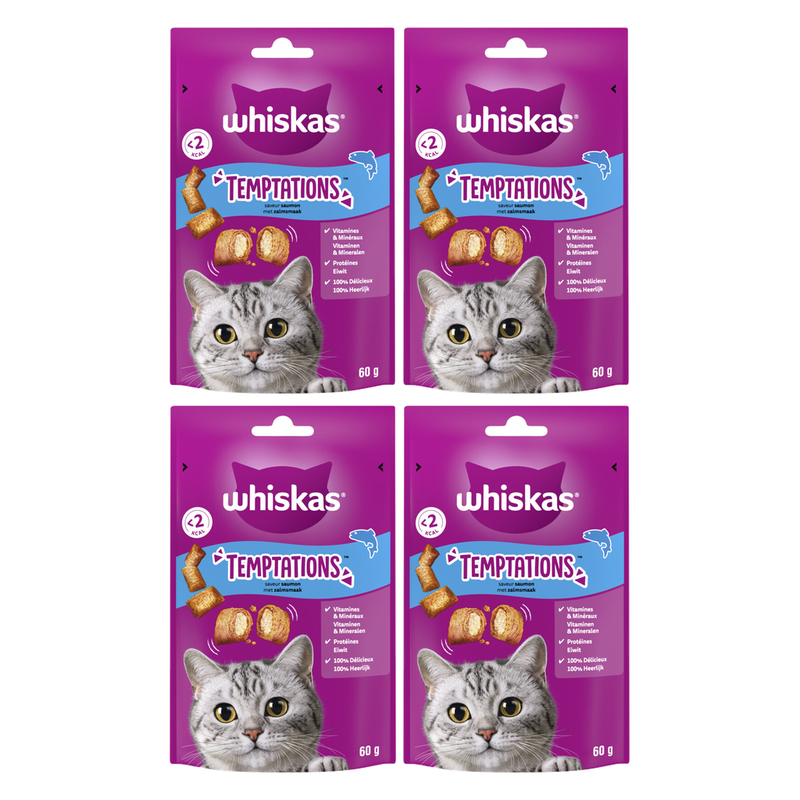 Whiskas Temptations Friandises pour chats Saveur saumon*4