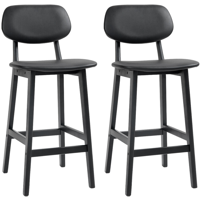 Bar Stools Faux Leather Black 2pcs