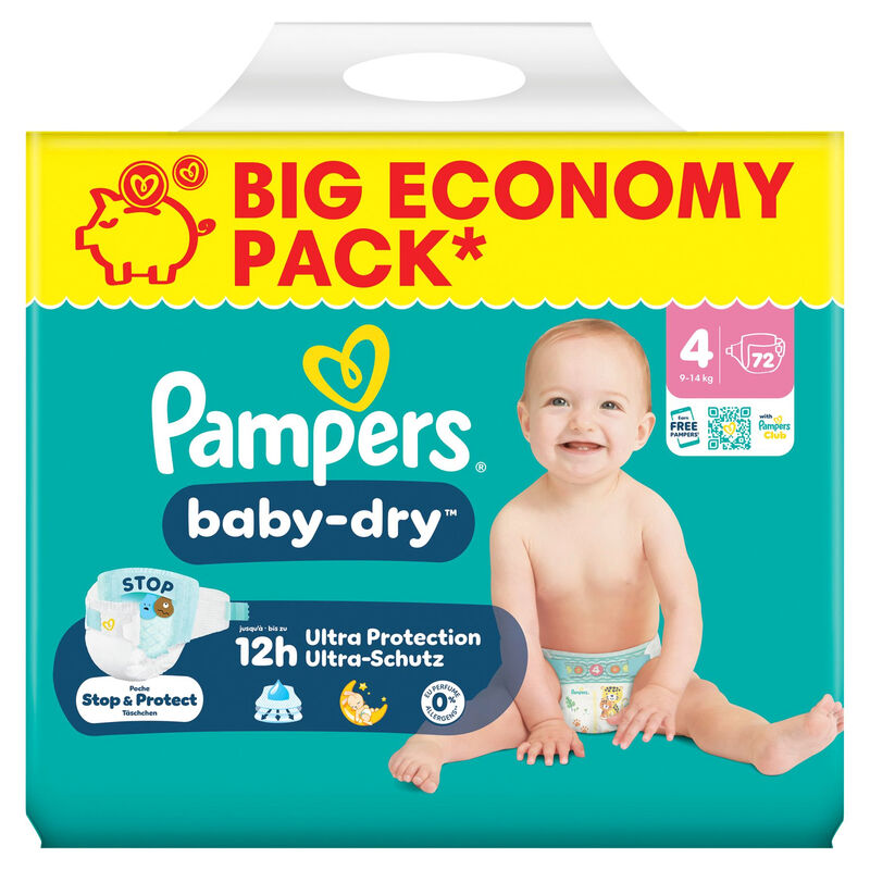Pampers Baby Dry Windeln Gr.4 Maxi 9-14kg Big Eco. Pack 72 ST