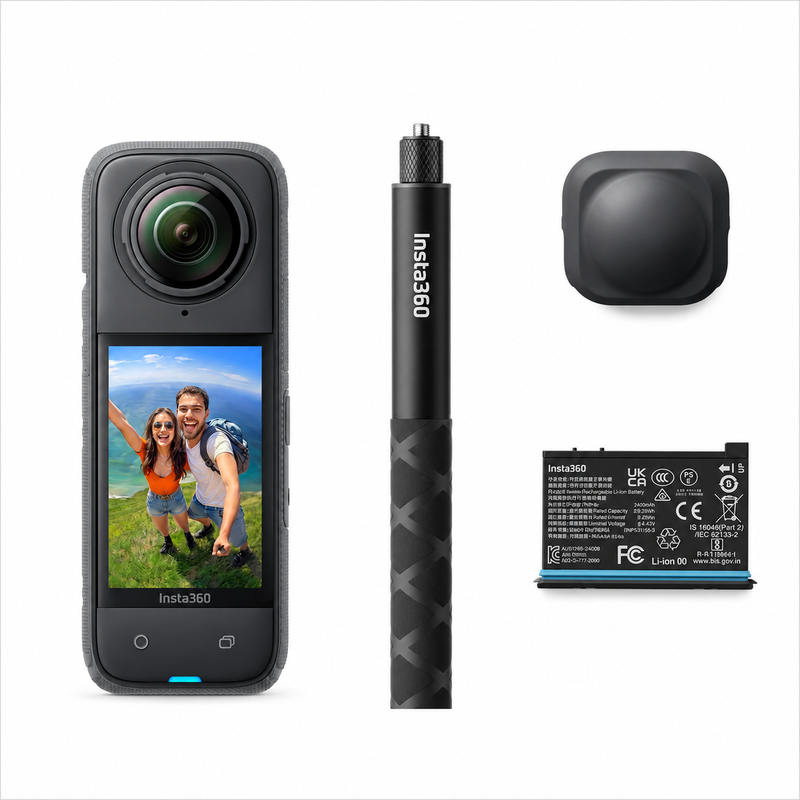 Insta360 X4 Air startersbundel – 165 g lichte 8K 360°-camera, onzichtbare selfiestick, verwisselbare lenzen, eerst opnemen en daarna kadreren, geïntegreerde windbeschermer, FlowState-stabilisatie, AI-gestuurde app