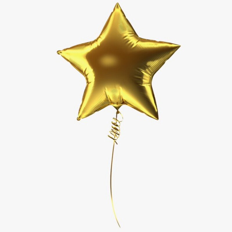 Unique Star Foil Balloon, Gold, 50cm