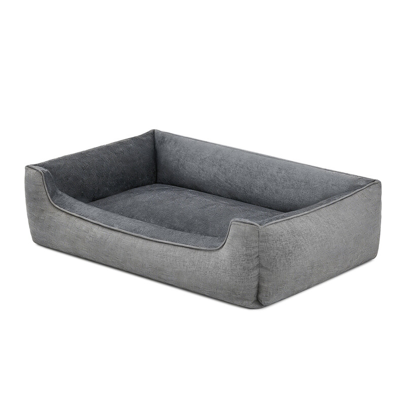 SONGMICSHOME Linen-Look Dog Bed with Raised Edges, Easy to Clean, Light Grey