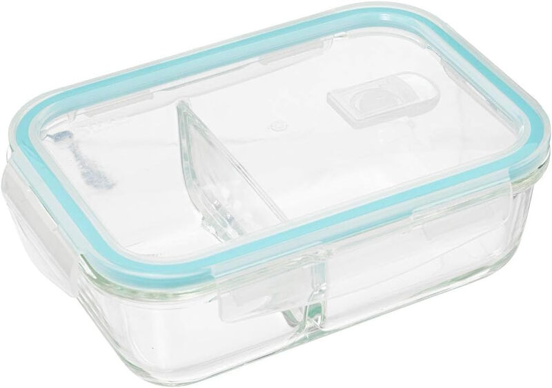 5five Rechthoekige compartimenten glazen container - 1,1 L, 21,5 x 15,3 x 7,5 cm