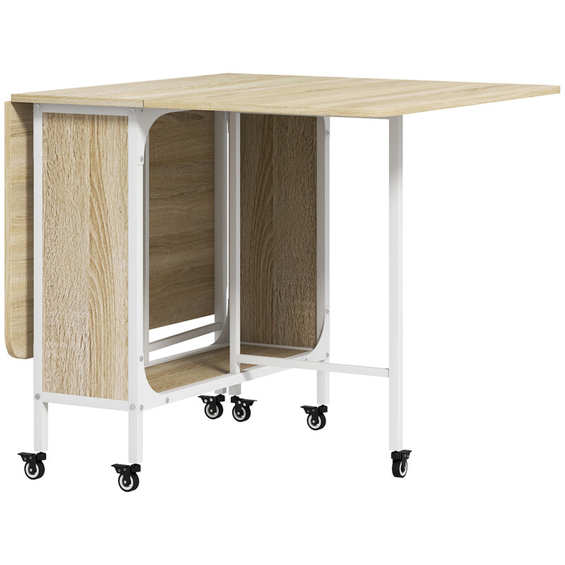 Dining Table Foldable Portable Oak Effect/White