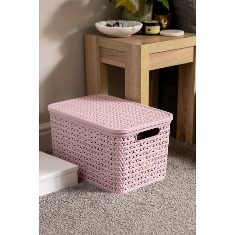 Large Urban Store Basket with Lid - 24L-Blush Pink