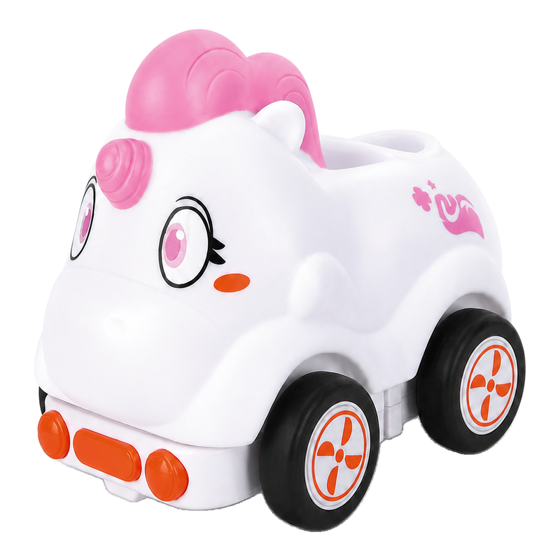 Push and Go Einhorn Inertial-Gummiauto Kinderspielzeug mit Licht und Musik
