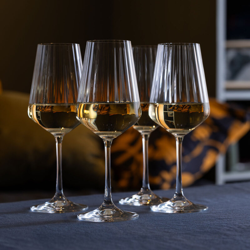 Dartington Crystal Cheers! Optic White Wine Glass, Set Of 4