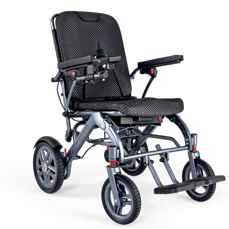 Leichter Elektro-Rollstuhl Faltbar für Erwachsene, 2 × 12 Ah Akkus 48 km Reichweite Allen Gelände Rollstühle, 500 W Motorisierter Rollstuhl, mit Rucksack, Staubbeutel, Dekubitus-Pad, Flugtauglichkeit