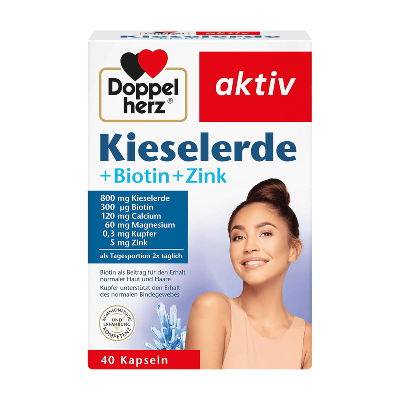 Doppelherz Silica + Biotin + Zink - Biotin unterstützt die Erhaltung normaler Haut und Haare - 40 Kapseln
