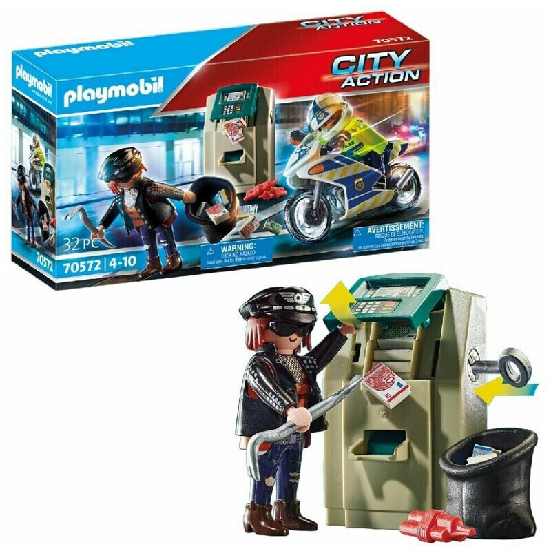 Playmobil 70572 - Polizei-Motorrad: Actiongeladene Verfolgung des Geldräubers