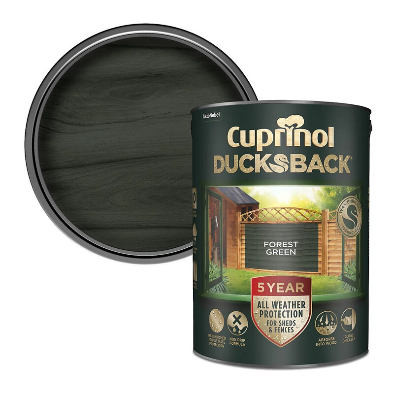 Cuprinol 5 Year Ducksback Matt Shed & Fence Treatment - Forest Green - 5L
