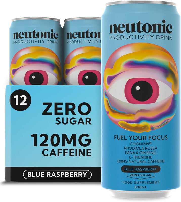 Neutonic Blue Energy Drink Raspberry Flavour Focus Support Multipack - 12 X 330Ml