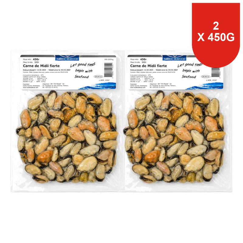 Mosselvlees gekookt 450 g x 2