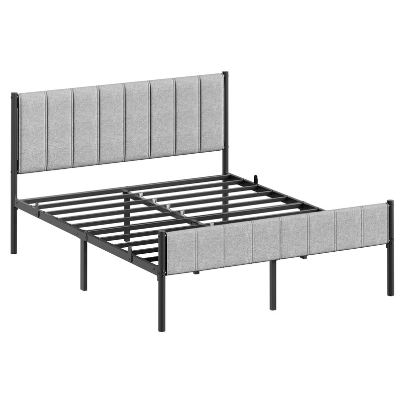 JOYFURNOS Doppelbettgestell, 207 x 161,5 x 104 cm Metallbett, schwerlastfähig bis 500 kg, Unterbett-Stauraum, einfache Montage für Hauptschlafzimmer, Gästezimmer, Wohnung, Schwarz