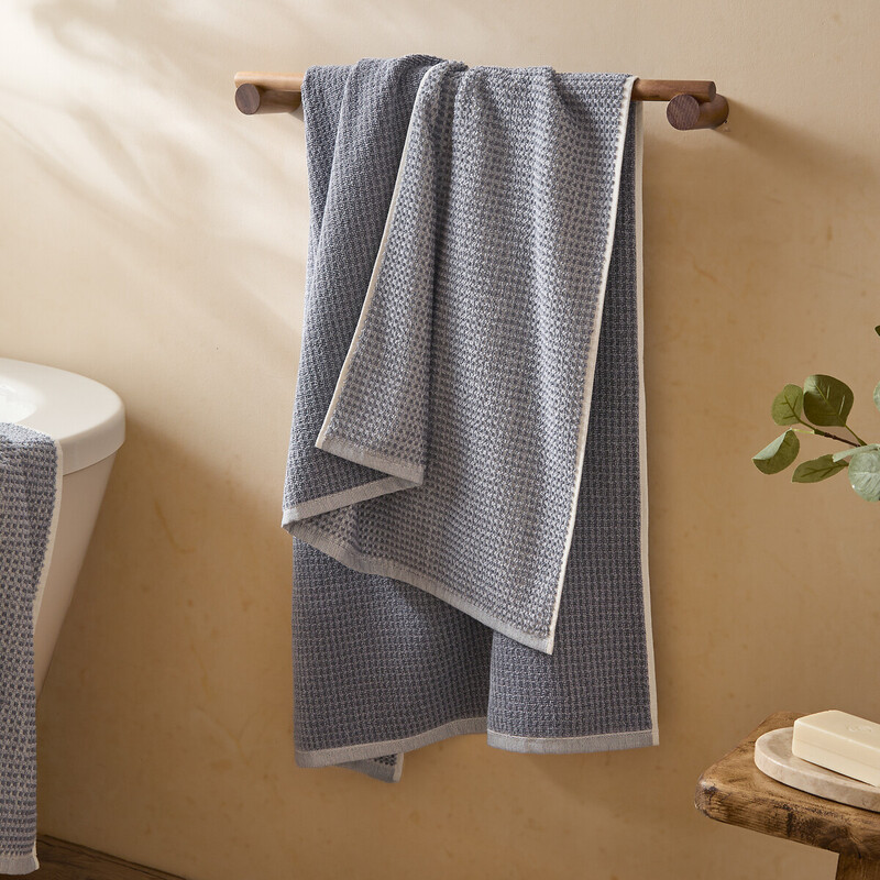 Bath Towel Hebden Waffle Denim Blue 70x130cm