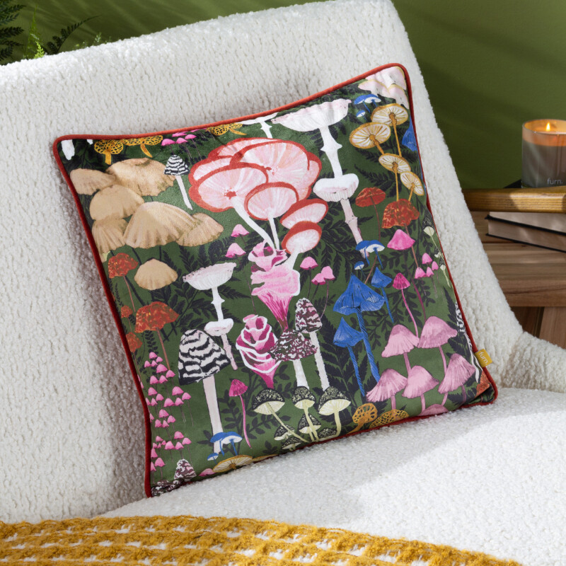 Cushion Amanita Square Green 43x43cm