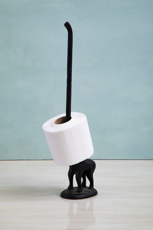 Black Finish Elephant Toilet Roll Holder