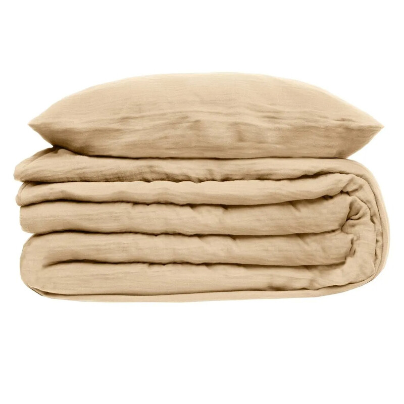 Bettwäsche-Set Flora 240 x 220 cm aus Baumwoll-Musselin, in Leinenbeige