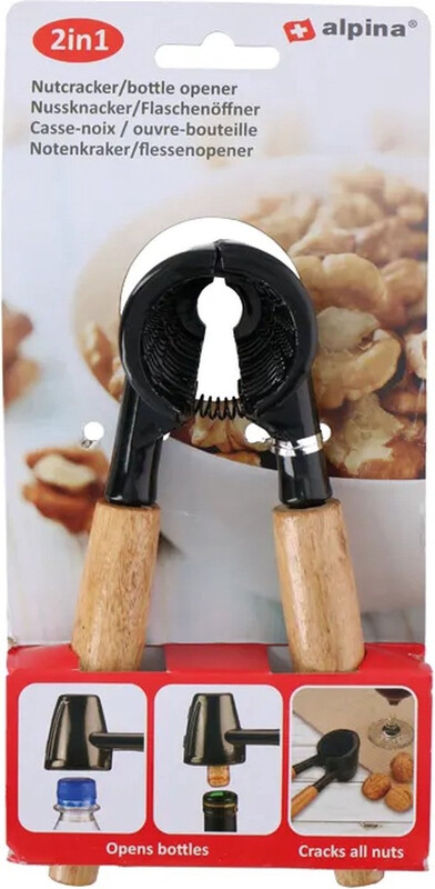 Alpina notenkraker en flesopener – zwart, hout