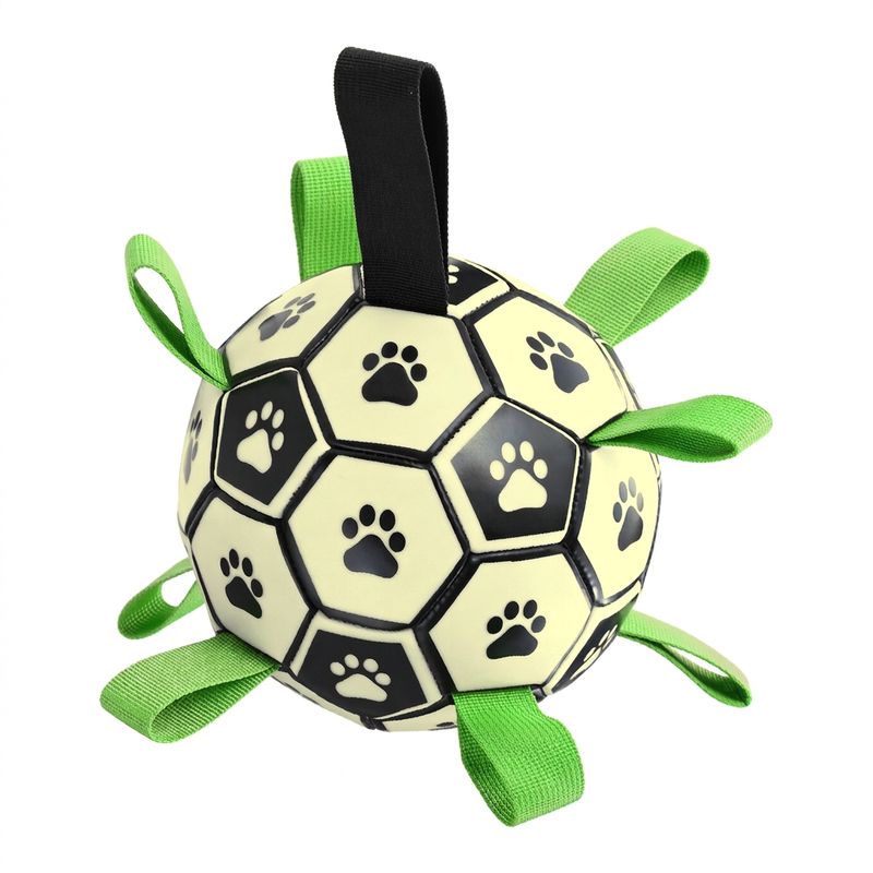 Blinkit Glow-in-the-Dark Interactive Dog Football, Fluorescent Effect Visible at Night, Water and Land Part, Nylon Tug Strap, Durable Bite Resistant Material, 15 cm Ideal for Everyday