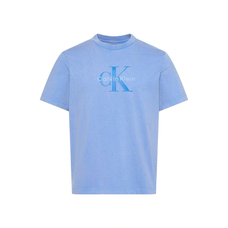 Calvin Klein Men's Washed Cotton Monogram T-Shirt - Marina