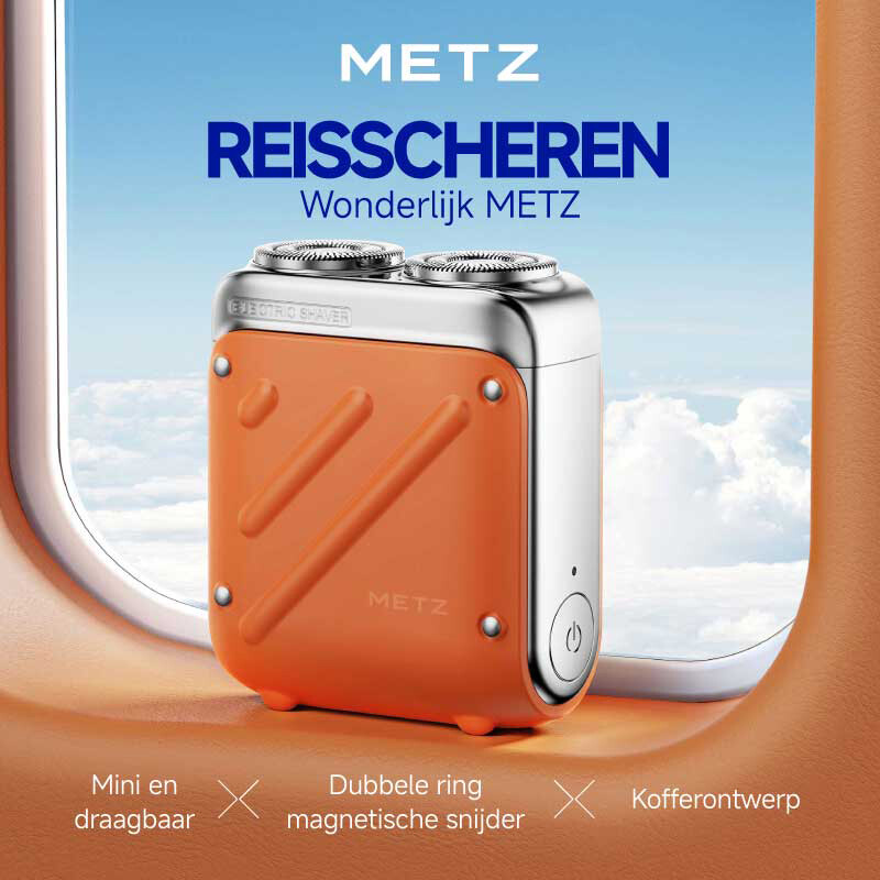 Metz Traveler Scheerapparaat voor mannen, mini & draagbaar, volledig waterdicht, perfect Qixi-Valentijnsdagcadeau voor vriend, echtgenoot en vader