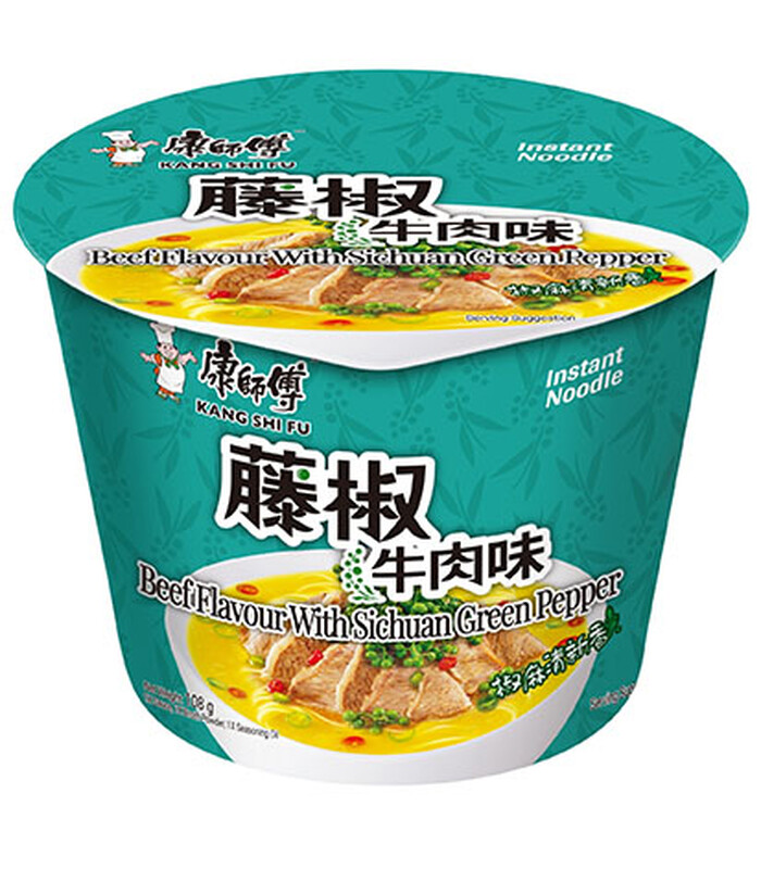 康师傅藤椒牛肉面碗面 桶装 108g*12