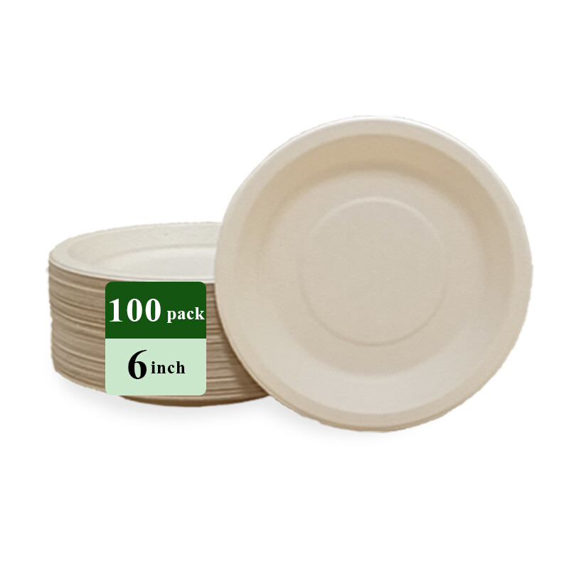 Ruibamboo disposable bamboo fiber plate 6 inches 100pack