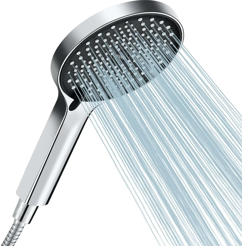 Cobbe waterbesparende douchekop, waterbesparende douchekop, douchekop met slang, grote regendouchekop met drukverhoging, waterbesparende douchekop met 3 straalstanden, zwart/chroom