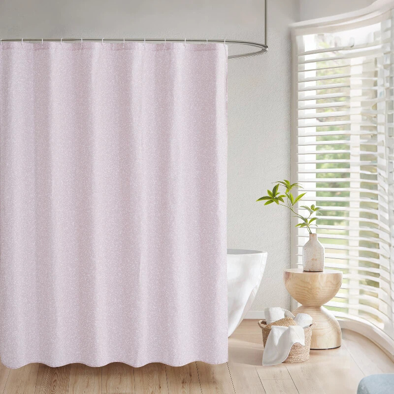 MEROPE Polyester douchegordijn met print 180x180cm roze love 1-pack
