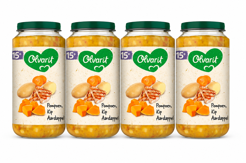 Olvarit 15 maanden+ Pompoen Kip Aardappel 250 gr * 4