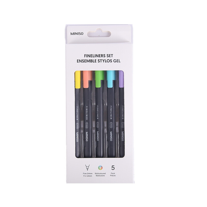 Fineliners Set Multiple Colours, Pack of 5 (0.4mm)