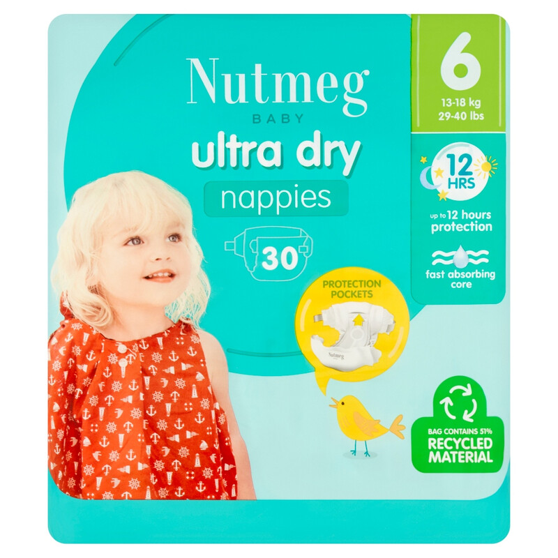 Baby Ultra Dry Nappies Size 6 30 Pack