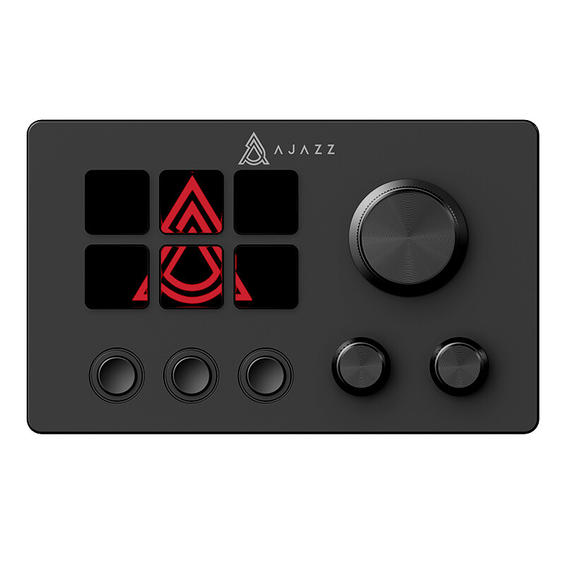 AJAZZ AKP03E Desktop Assistant LCD Display Multimedia Controller One-Key Operation Customizable Buttons All-in-One Live Streaming Console Plug-and-Play Desktop Expansion Electronic Display for Self-Media Creation/Office Productivity