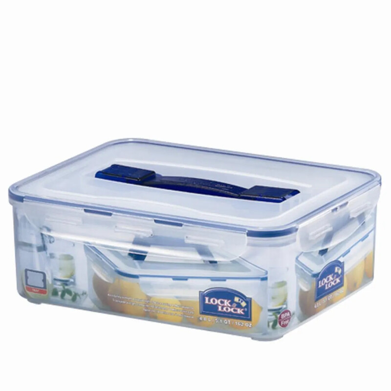 LocknLock Luftdichter Lebensmittelbehälter 4,8 L – Transparente rechteckige PP-Kunststoffbox mit blauem Silikondichtung, Auslaufsicheres stapelbares Design, Mikrowellen-, Gefrier- & spülmaschinengeeignet