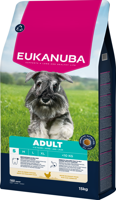 Eukanuba Life Care hondenvoer voor volwassen honden, kleine rassen, kip, 15 kg