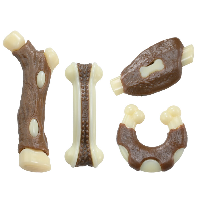 Dog Chew Toys 4-Pack with Meat Flavor, Dental Chewing Toys for Teeth Cleaning and Bor