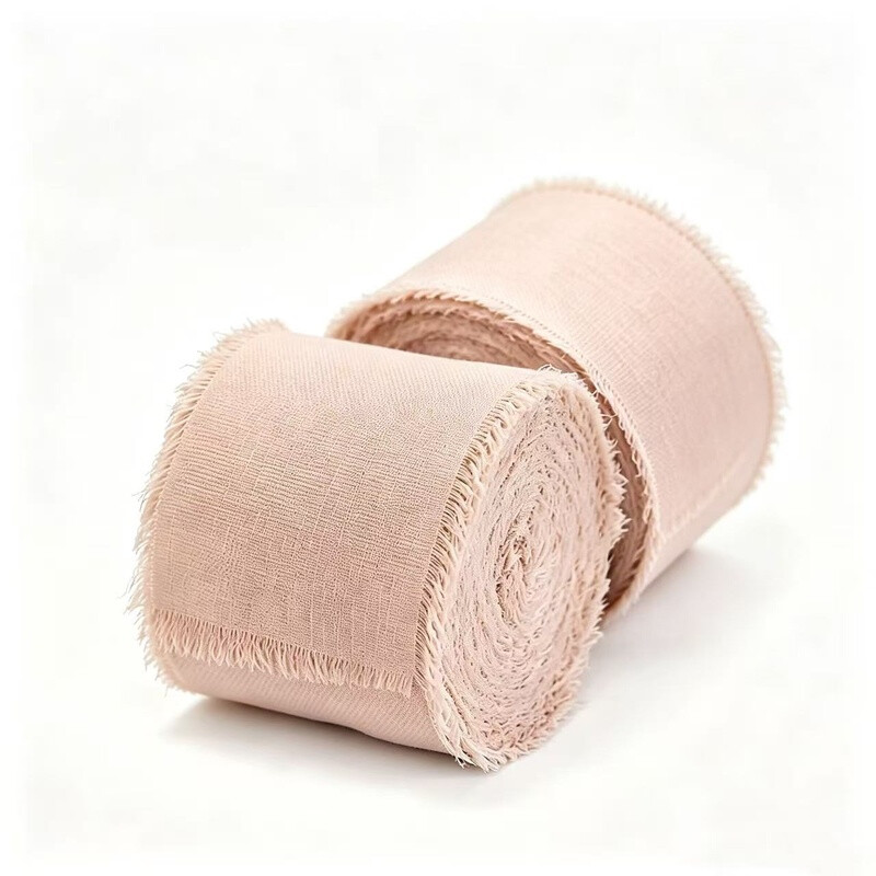 2 stuks 40 mm x 5 m donkerroze chiffon-satijn lint, handgemaakte franjes voor bruiloftsuitslagen, bruidsboeketten, cadeaupapier, feestdecoratie, doe-het-zelf knutselwerk