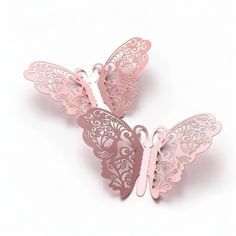 24 stuks 3D 10 cm x 10 cm vlinder-wandstickers, roze vlinder-wanddecoratie, kamerdecoratie, wanddecoratie