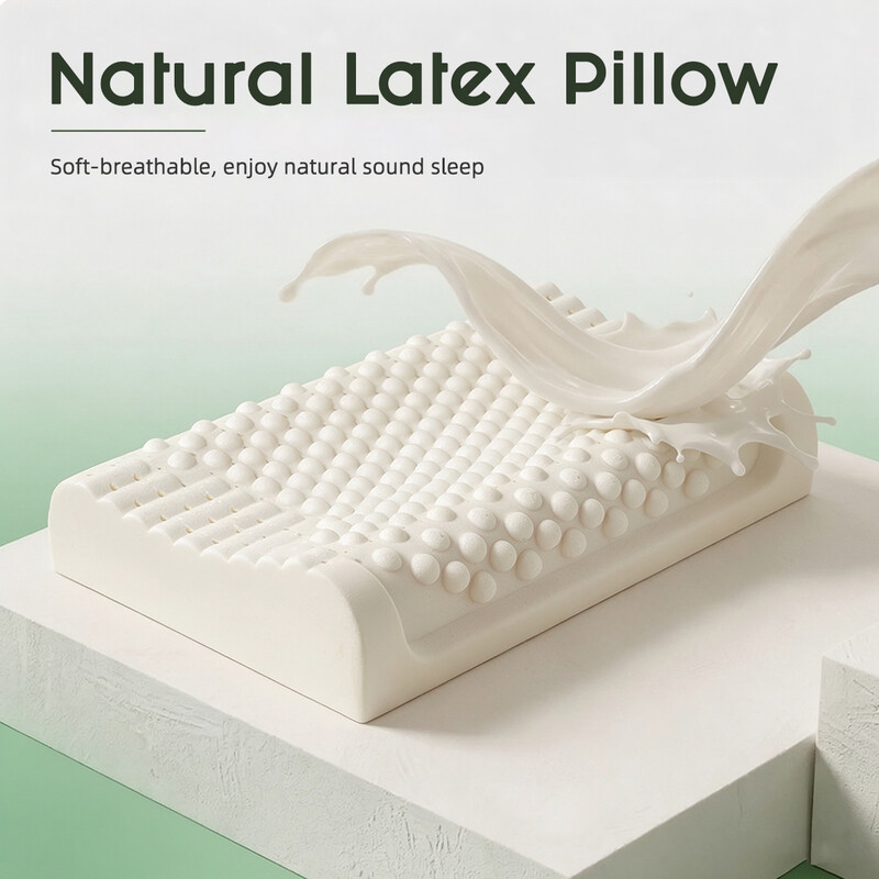 XLLX 1 stuk natuurlijk latex contourenkussen, ergonomisch neksteunkussen met massagekorrels, voor zij-/rugslapers, massagekorrels, 60*40 cm