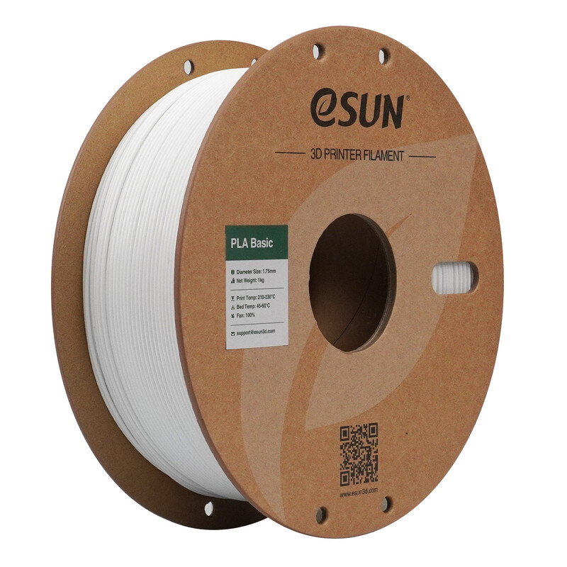 eSUN PLA-Basic 3D-printfilament 1,75 mm - Wit 1 kg, Hoge snelheid & hoge kosteneffectiviteit geüpgraded PLA 3D-filament voor de meeste printers snelle levering