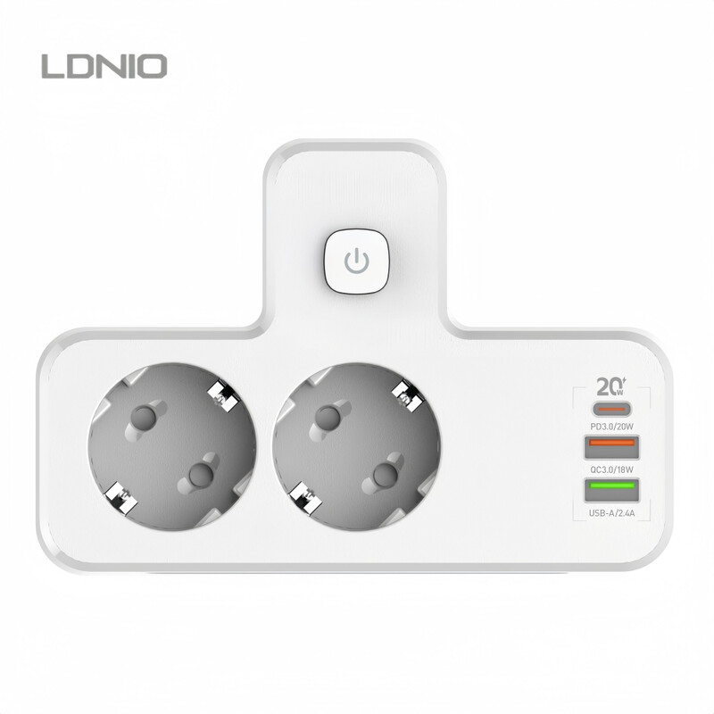 LDNIO Draadloze stekkerdoos PD20W Multi-USB-stekker met indicatielampje Multifunctionele reisadapter