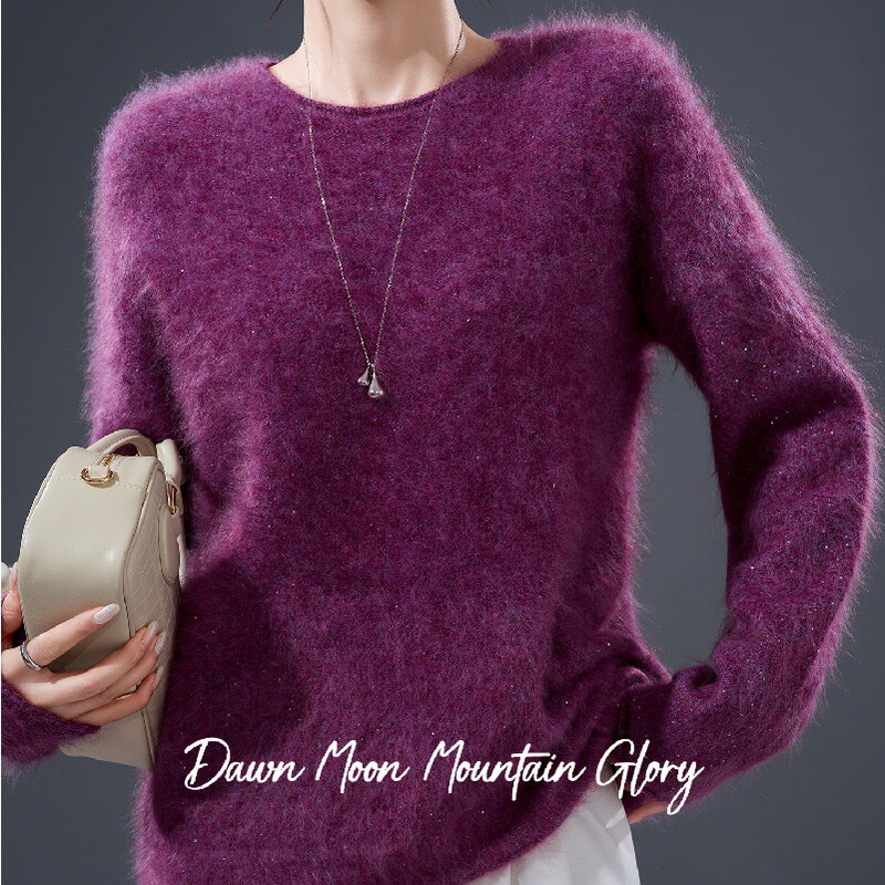 Fleece-Strickpullover mit Glitzer 90 % importiertes feinstes Merino-Wolle aus Australien + 5 % Kaschmir + 5 % Maulbeerseide (ohne Glitzer) …