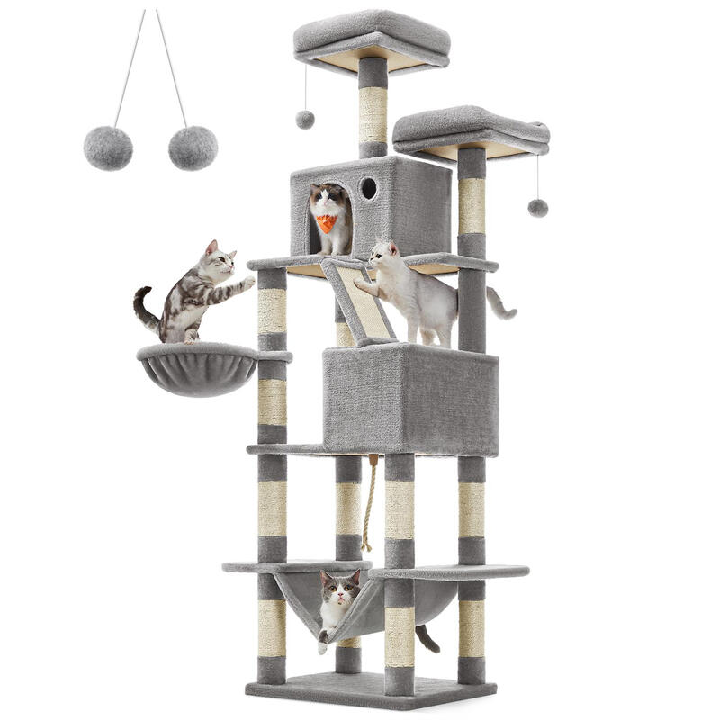 Large Cat Tower, 60x50x206cm, Light Grey