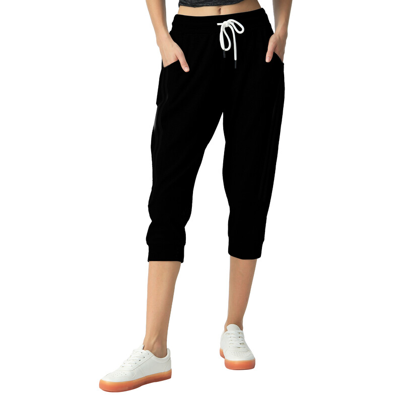 Womens Capri Pants0027black with black stripesXL
