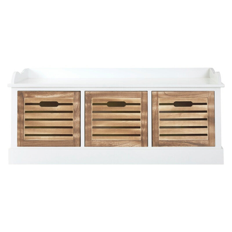 Storage Unit Bench Portsmouth 3 Drawer White/Natural