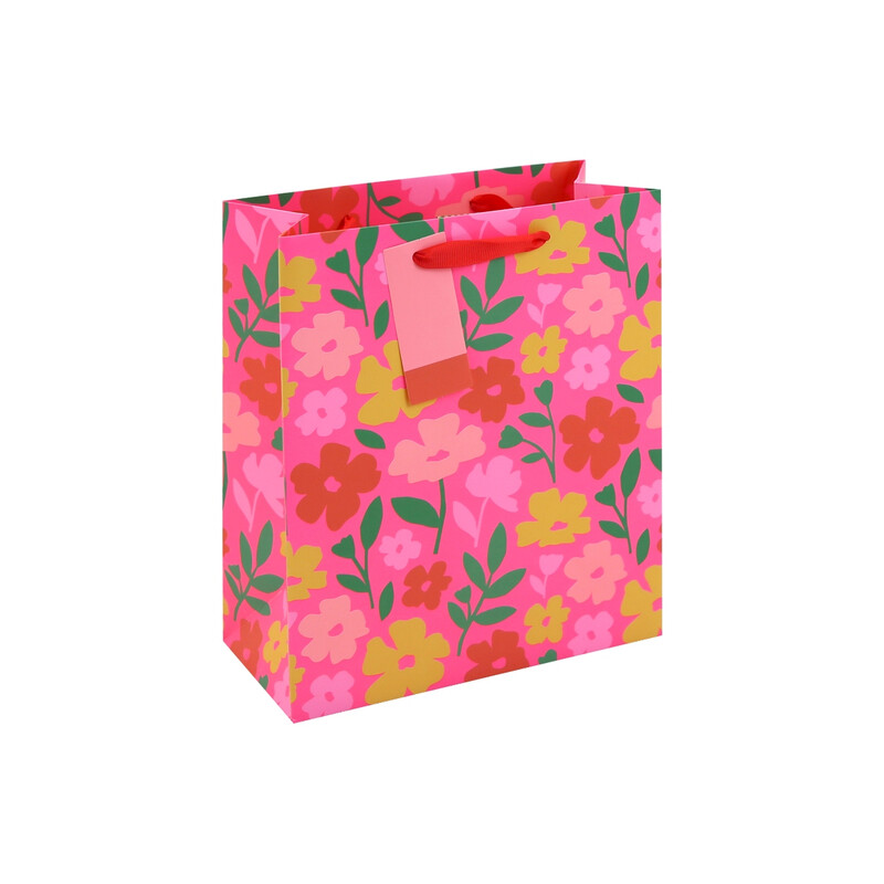 Neon Floral Gift Bag Medium 21.5 (W) x 25.3 (L) x 10.2cm (D)